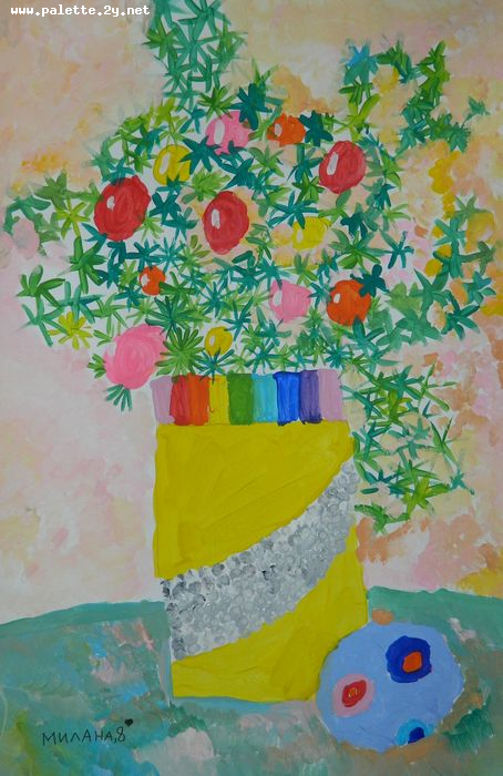 Art Studio PALETTE. Milana Baiman Picture.  Tempera Still Life Still Life 