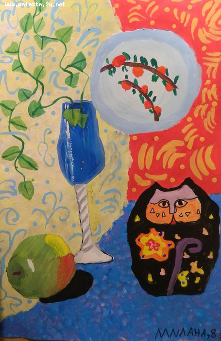 Art Studio PALETTE. Milana Baiman Picture.  Tempera Still Life Still Life 
