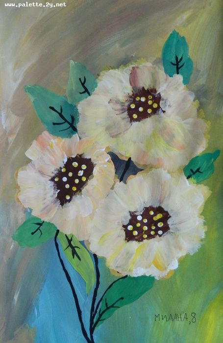 Art Studio PALETTE. Milana Baiman Picture.  Tempera Plants Flowers 