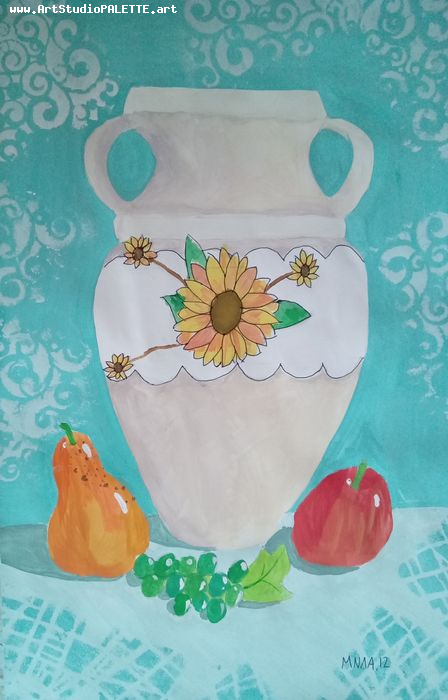 Art Studio PALETTE. Milana Baiman Picture.  Tempera Still Life Still Life 