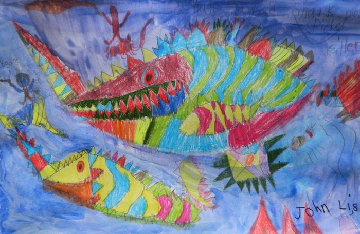 Art Studio PALETTE. John  Li Picture.  Mixed Media Animals Fish 