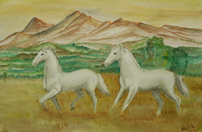 Art Studio PALETTE. Neli Kapytskaya Picture.  Watercolour Animals Mix 