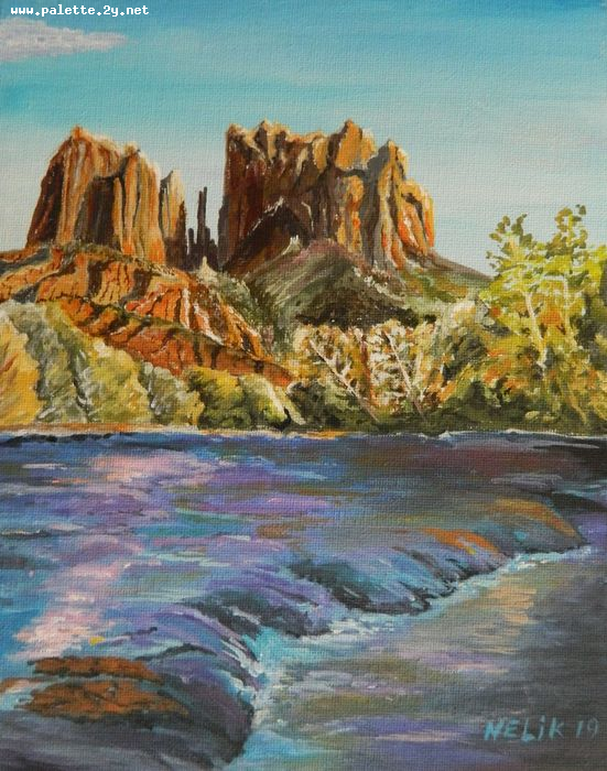 Art Studio PALETTE. Neli Kapytskaya Picture. Canvas Acrylic Landscape Nature 