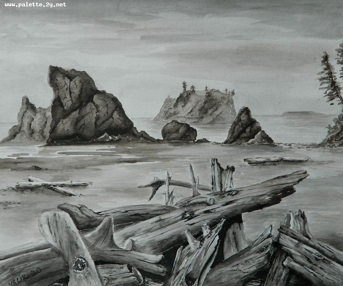 Art Studio PALETTE. Neli Kapytskaya Picture.  Watercolour Landscape Nature 