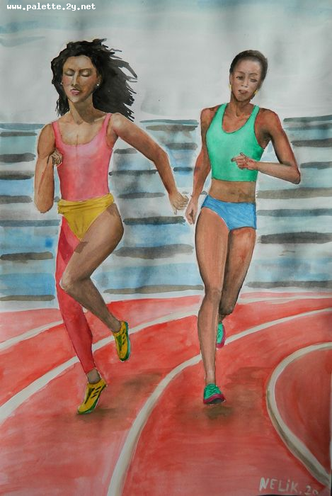 Art Studio PALETTE. Neli Kapytskaya Picture.  Watercolour People Activities 