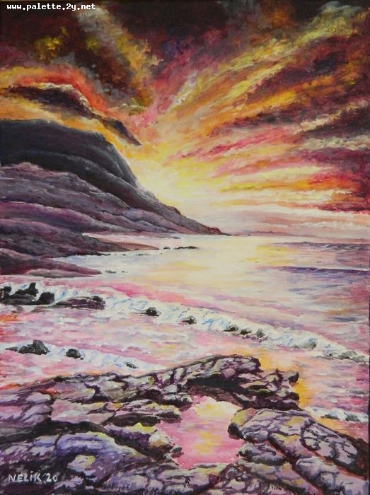 Art Studio PALETTE. Neli Kapytskaya Picture. Canvas Acrylic Landscape Seascape 