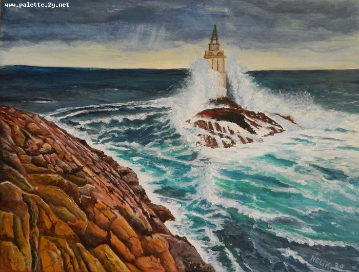 Art Studio PALETTE. Neli Kapytskaya Picture. Canvas Acrylic Landscape Seascape 