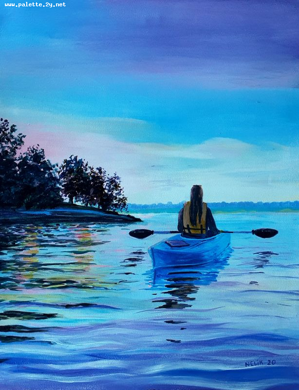 Art Studio PALETTE. Neli Kapytskaya Picture. Canvas Acrylic People Activities Silence