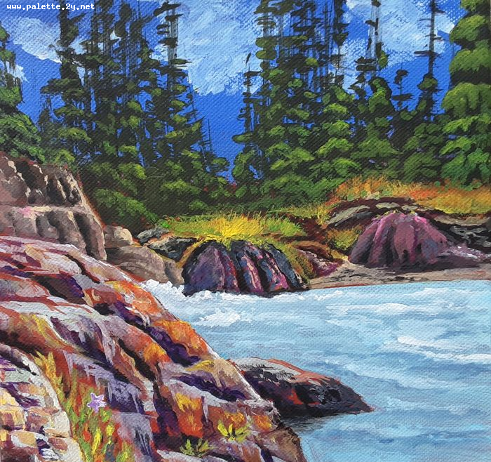 Art Studio PALETTE. Neli Kapytskaya Picture.  Acrylic Landscape Seascape 