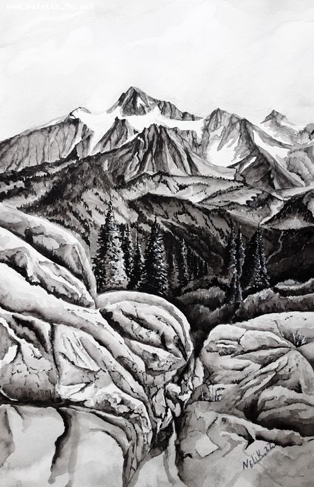 Art Studio PALETTE. Neli Kapytskaya Picture.  Watercolour Landscape Nature 