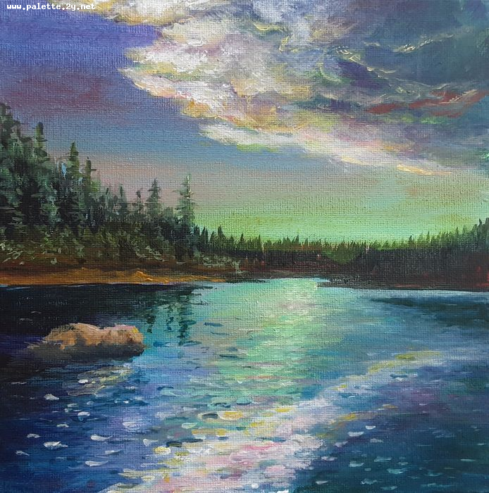 Art Studio PALETTE. Neli Kapytskaya Picture. Canvas Acrylic Landscape Nature 