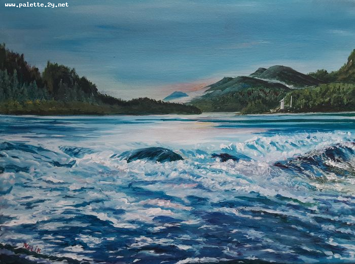 Art Studio PALETTE. Neli Kapytskaya Picture. Canvas Acrylic Landscape Seascape 