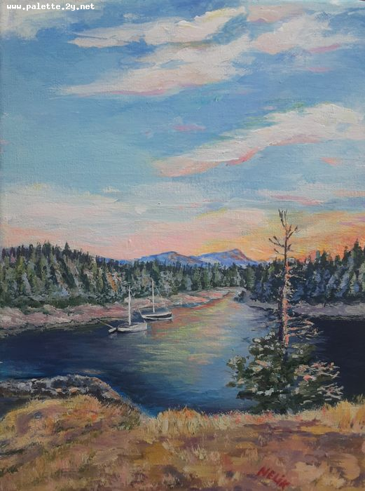 Art Studio PALETTE. Neli Kapytskaya Picture. Canvas Acrylic Landscape Nature 