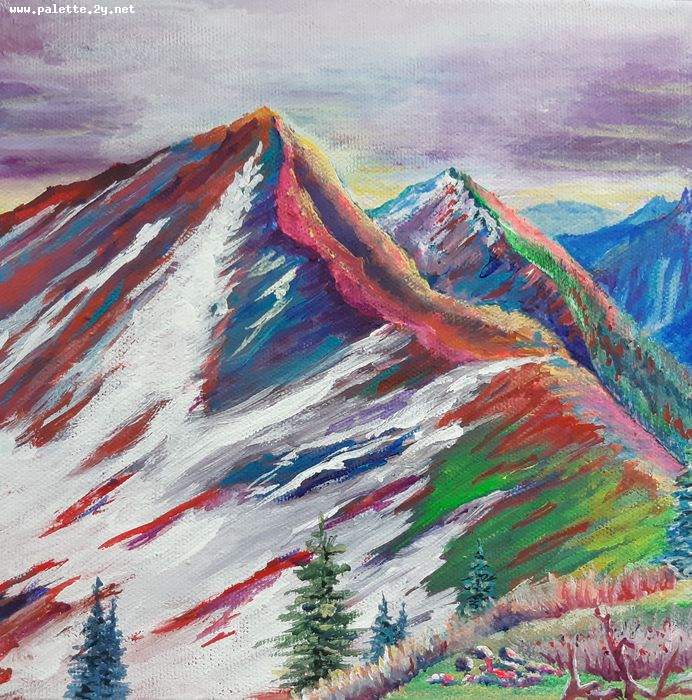 Art Studio PALETTE. Neli Kapytskaya Picture. Canvas Acrylic Landscape Nature 