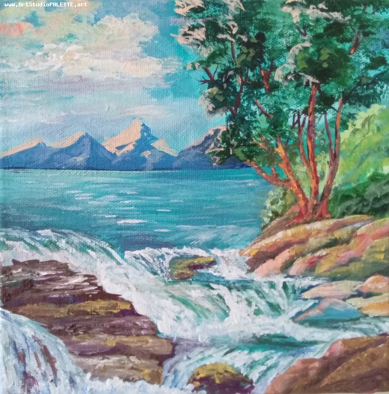 Art Studio PALETTE. Neli Kapytskaya Picture. Canvas Acrylic Landscape Seascape 