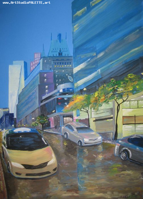 Art Studio PALETTE. Neli Kapytskaya Picture. Canvas Acrylic Landscape Cityscape 