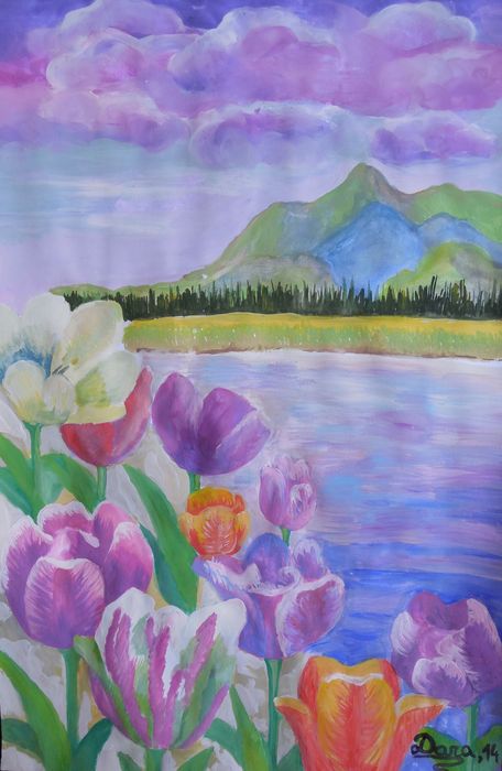 Art Studio PALETTE. Dara Ardjieva Picture.  Tempera Landscape Nature 