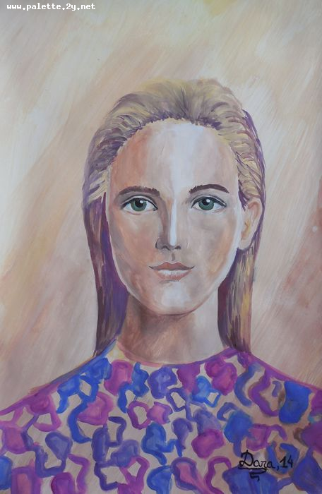 Art Studio PALETTE. Dara Ardjieva Picture.  Tempera People Portrait 