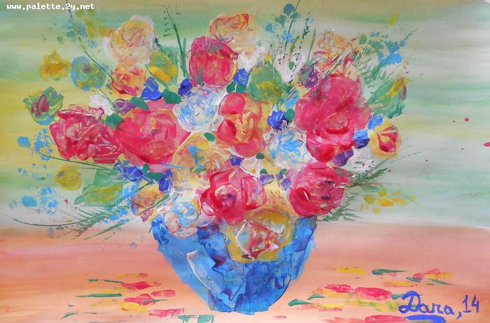 Art Studio PALETTE. Dara Ardjieva Picture.  Tempera Plants Flowers 