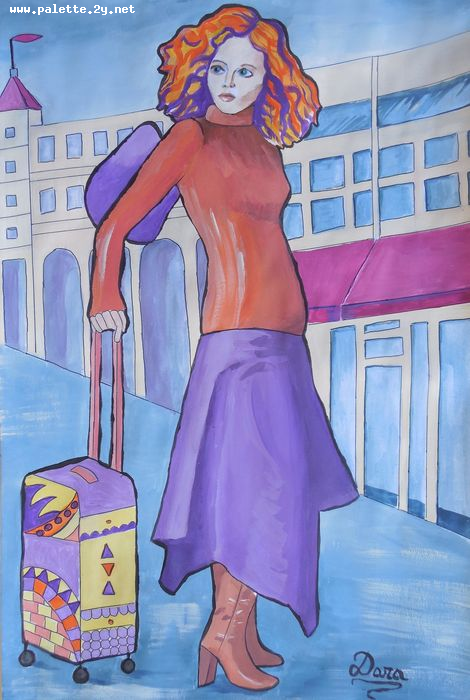 Art Studio PALETTE. Dara Ardjieva Picture.  Tempera People People Emotions Along the Way