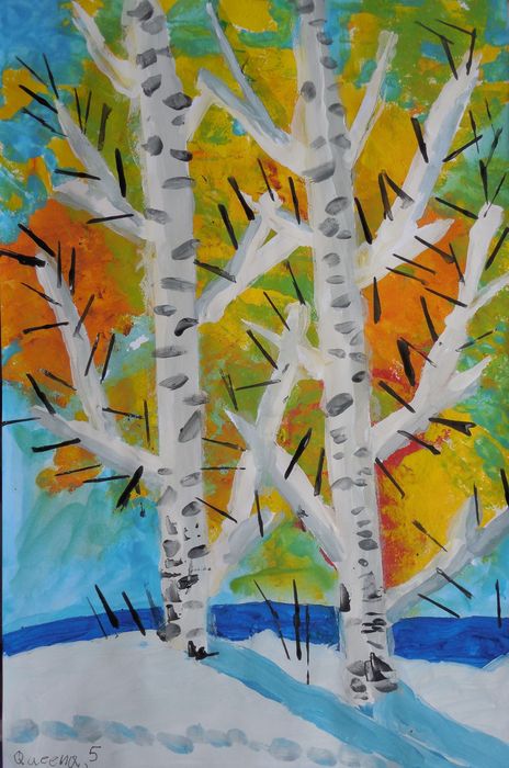 Art Studio PALETTE. Queena Wong Picture.  Tempera Fantasy Trees 