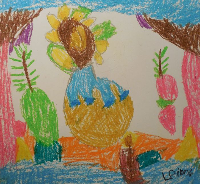 Art Studio PALETTE. Leila Cox Picture.  Oil Pastel Still Life Still Life 