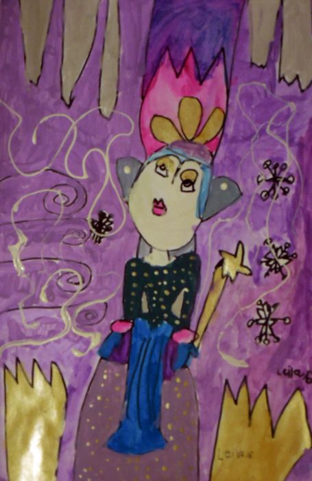Art Studio PALETTE. Leila Cox Picture.  Marker, Tempera Fantasy Snowqueen 