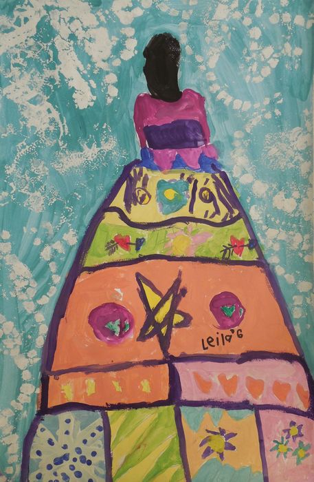 Art Studio PALETTE. Leila Cox Picture.  Tempera Design Clothes 