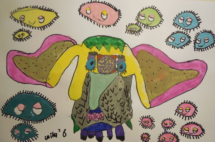 Art Studio PALETTE. Leila Cox Picture.  Marker, Tempera Animals Mix 