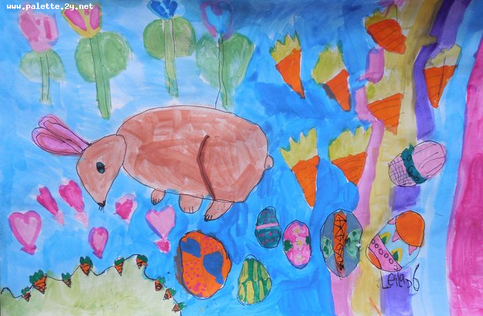 Art Studio PALETTE. Leila Cox Picture.  Marker, Tempera Holidays Easter 