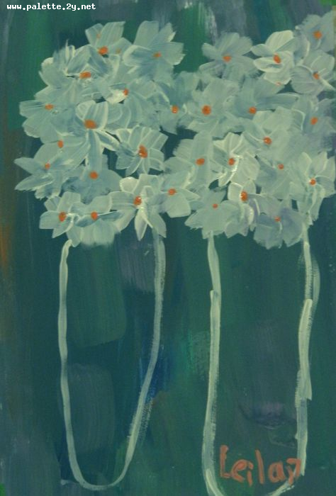 Art Studio PALETTE. Leila Cox Picture.  Tempera Plants Flowers 