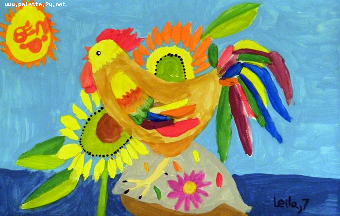 Art Studio PALETTE. Leila Cox Picture.  Tempera Animals Birds 