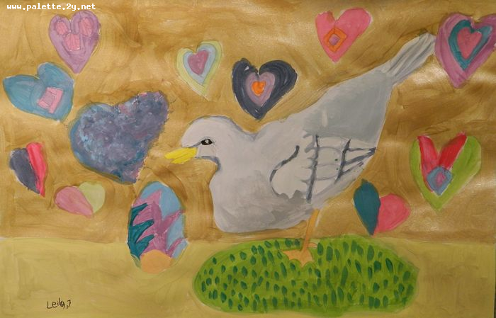 Art Studio PALETTE. Leila Cox Picture.  Tempera Animals Birds 