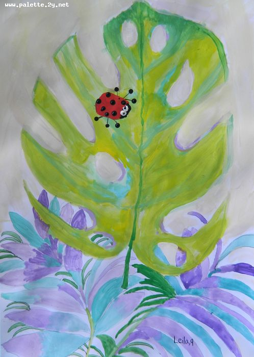 Art Studio PALETTE. Leila Cox Picture.  Tempera Plants Leaves 