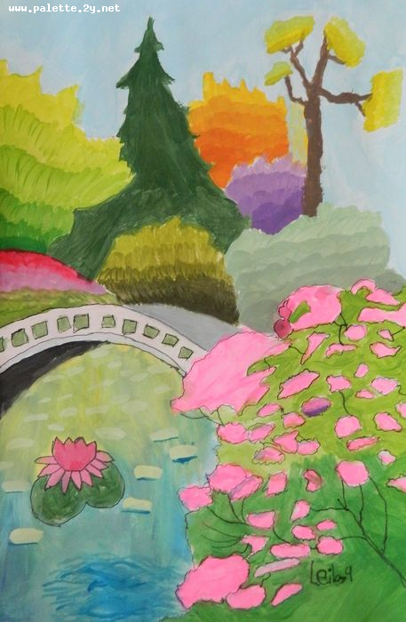 Art Studio PALETTE. Leila Cox Picture.  Tempera Inspired by Monet 