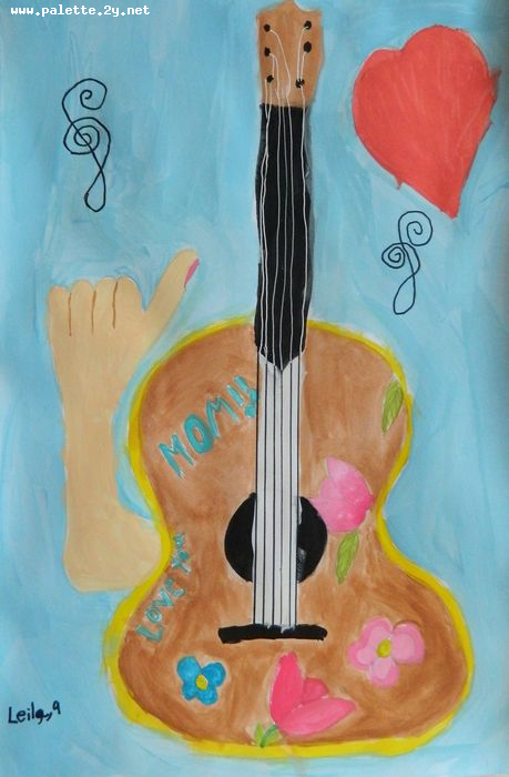 Art Studio PALETTE. Leila Cox Picture.  Tempera Still Life Music 