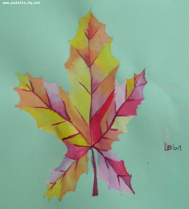 Art Studio PALETTE. Leila Cox Picture.  Tempera Plants Leaves 