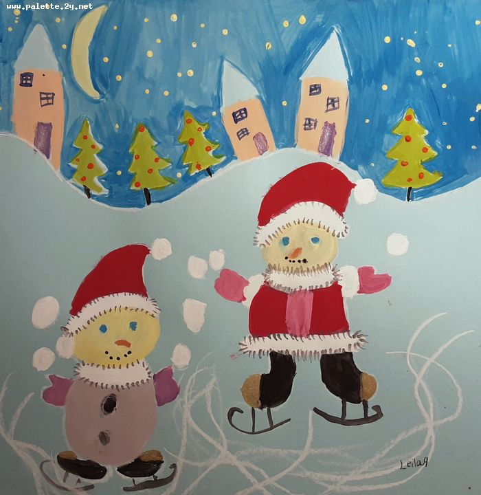 Art Studio PALETTE. Leila Cox Picture.  Tempera Holidays Christmas 