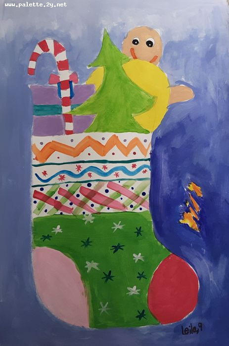 Art Studio PALETTE. Leila Cox Picture.  Tempera Holidays Christmas 