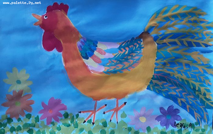 Art Studio PALETTE. Leila Cox Picture.  Tempera Animals Birds 