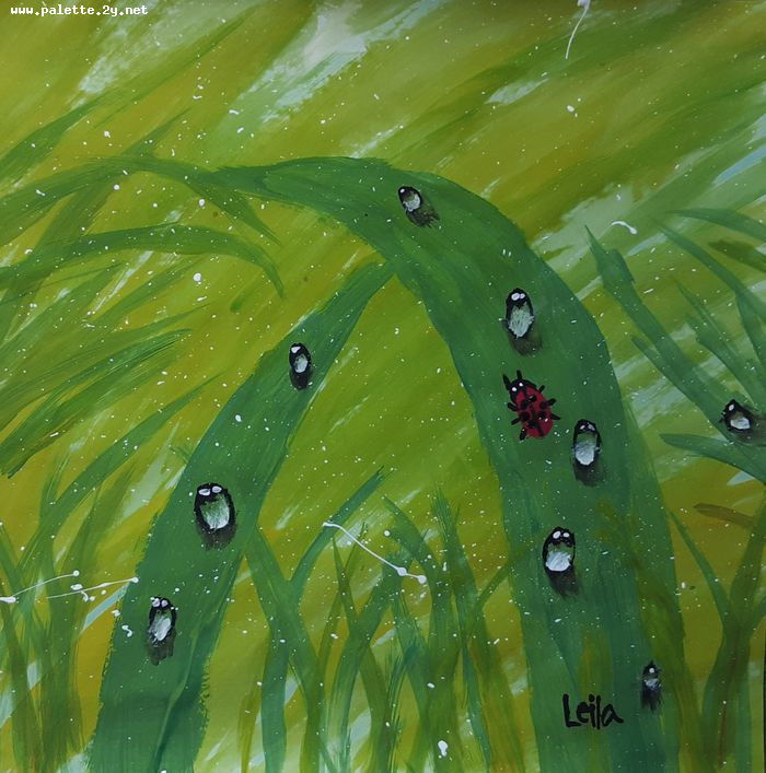 Art Studio PALETTE. Leila Cox Picture.  Tempera Plants Garden 