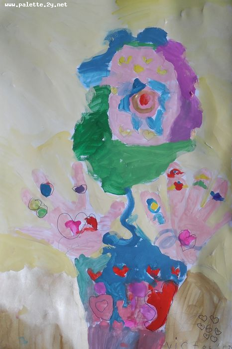 Art Studio PALETTE. Victoria Zhaiek Picture.  Tempera Plants Flowers 