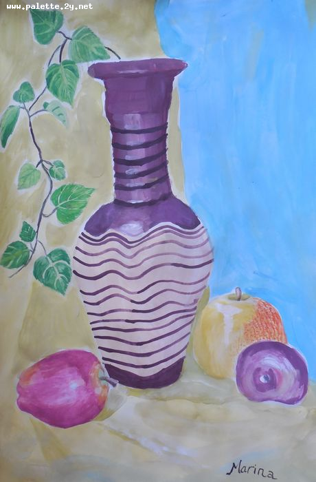 Art Studio PALETTE. Marina Radojevic Picture.  Tempera Still Life Still Life 