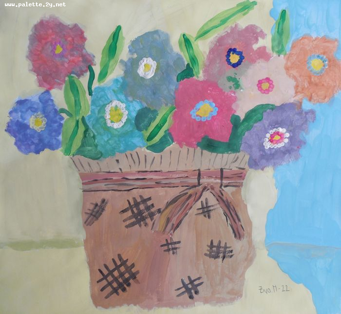 Art Studio PALETTE. Ziya Merchant Picture.  Tempera Plants Flowers 