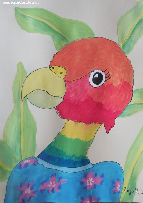 Art Studio PALETTE. Ziya Merchant Picture.  Marker, Tempera Animals Birds 