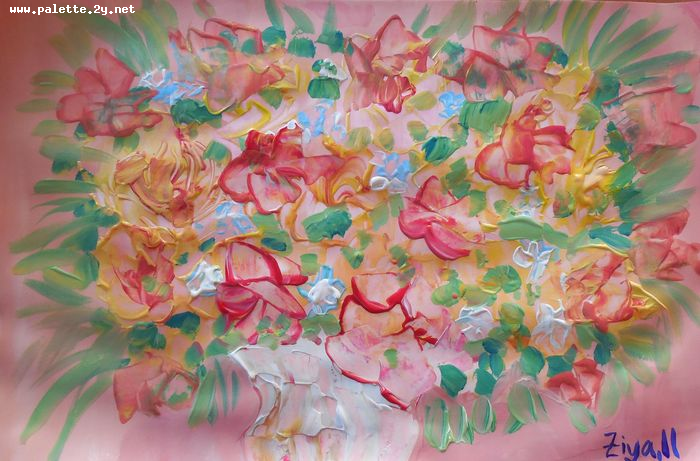 Art Studio PALETTE. Ziya Merchant Picture.  Tempera Plants Flowers 