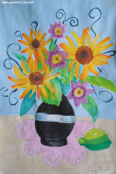 Art Studio PALETTE. Ziya Merchant Picture.  Tempera Still Life Still Life 