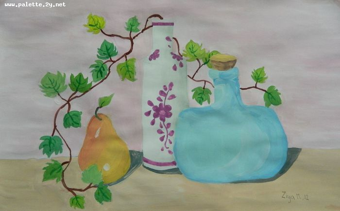 Art Studio PALETTE. Ziya Merchant Picture.  Tempera Still Life Still Life 