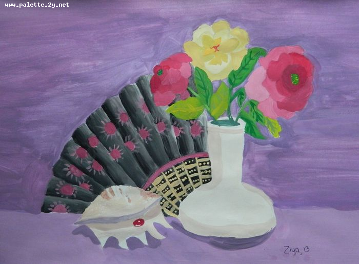 Art Studio PALETTE. Ziya Merchant Picture.  Tempera Still Life Still Life 