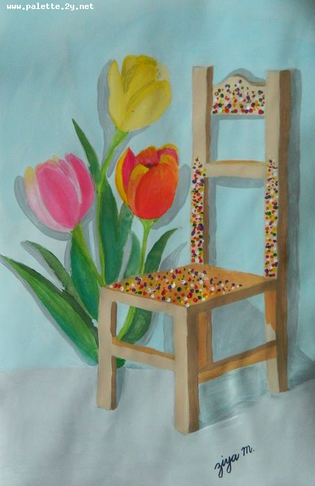 Art Studio PALETTE. Ziya Merchant Picture.  Tempera Still Life Still Life 